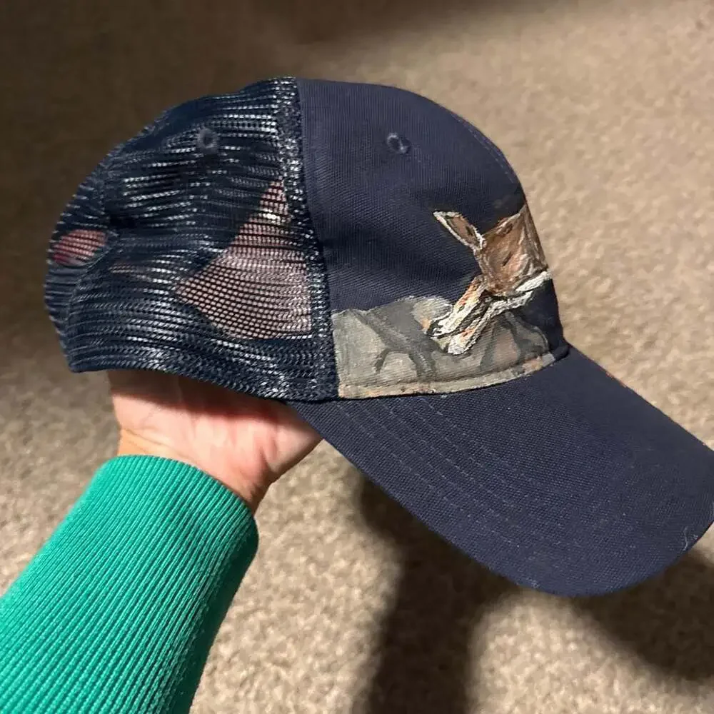 Carhartt Trucker Hat with Custom Hand-Painted Buck Deer and Winchester Text